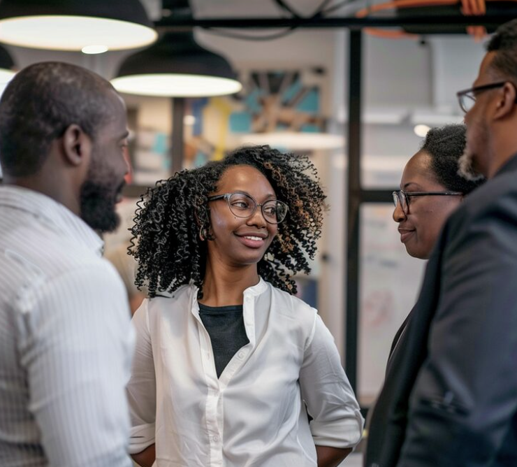 Attendees in conversation at a Kolomoni event